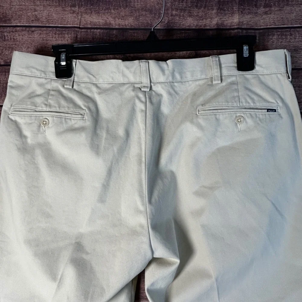 Polo Ralph Lauren Slim Fit Chino Pants Mens 38x30 Tan Khaki Cotton Flat Front